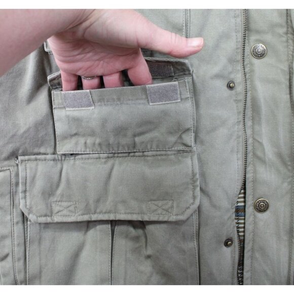 Saugatuck Mens Khaki Utility Vest XL Cotton & Polyester Blend Multiple Pockets M - Picture 7 of 13
